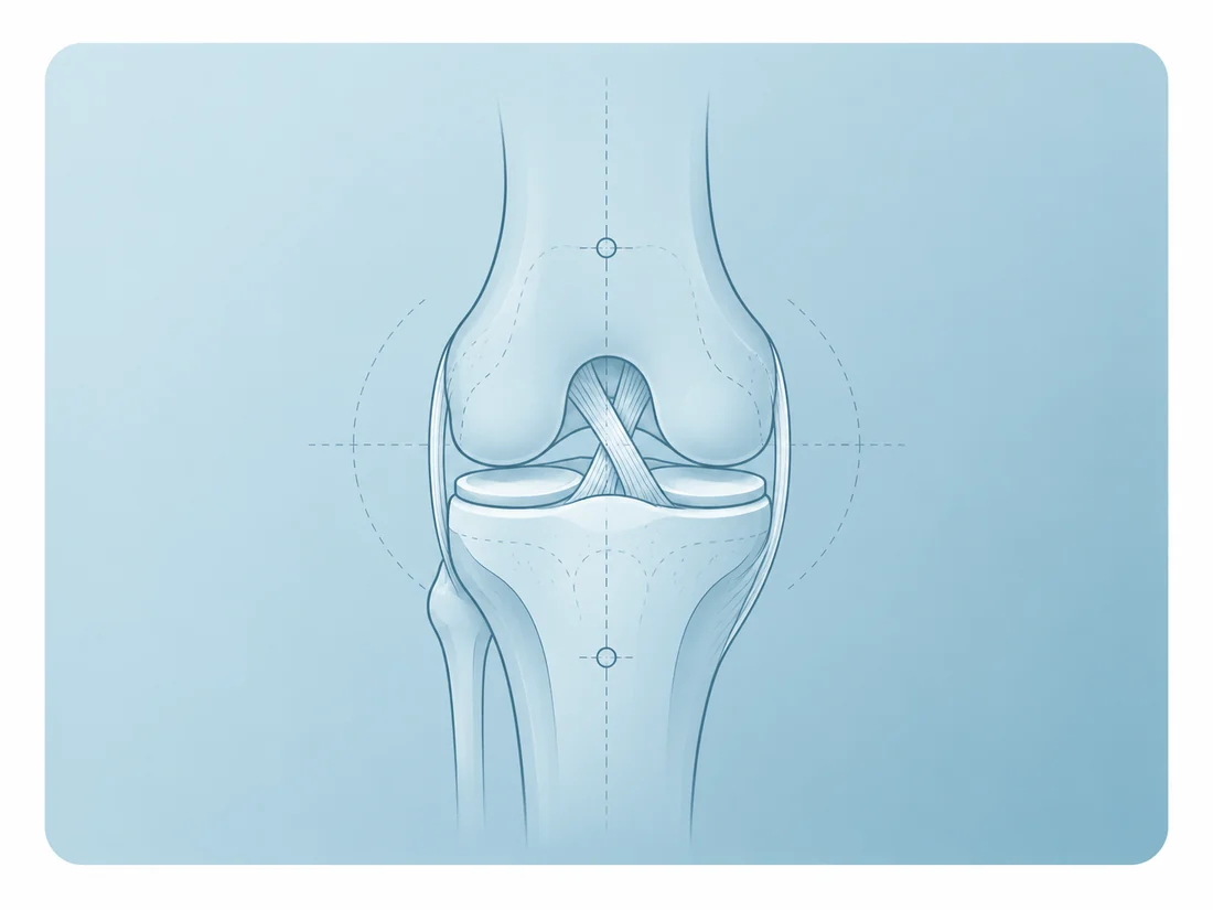 Ilustração anatômica do joelho com ligamentos para o tratamento cirúrgico